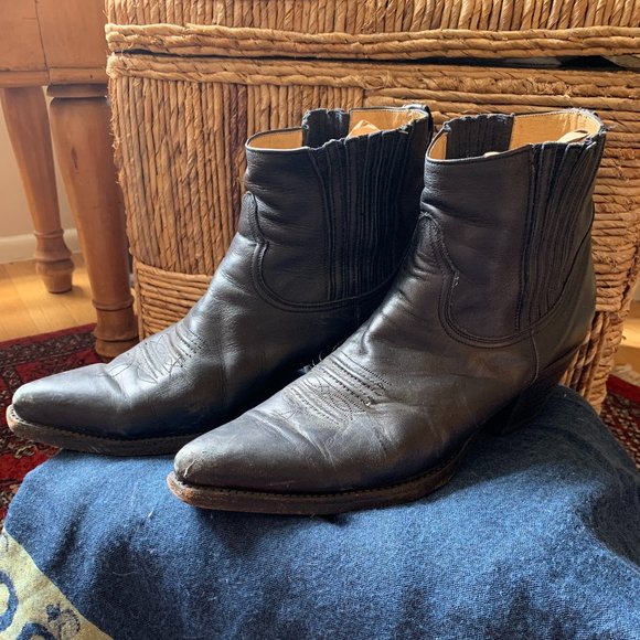 Boot Masters // Black Leather Western Ankle Boots - Picture 3 of 12